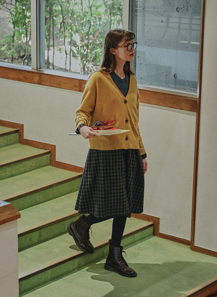 Colorful Melange 配色ポケットニットカーディガン 詳細画像 Yellow 4