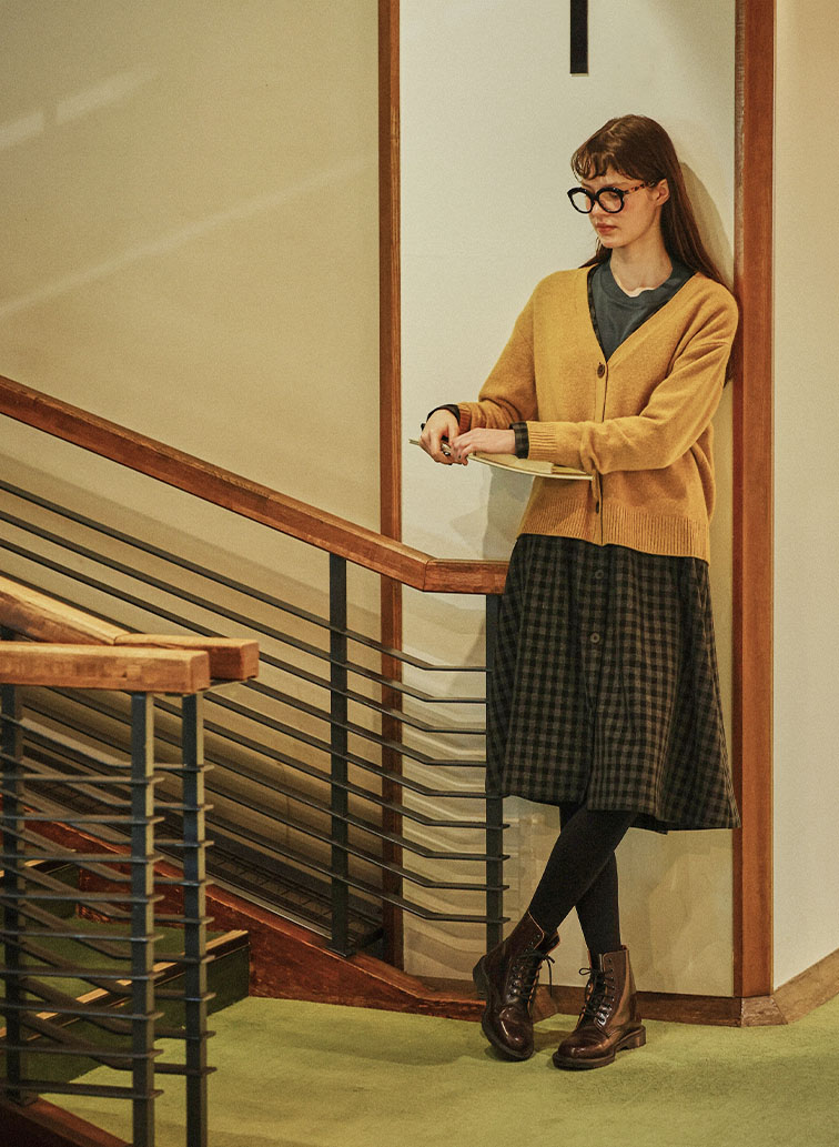 Colorful Melange 配色ポケットニットカーディガン 詳細画像 Yellow 7