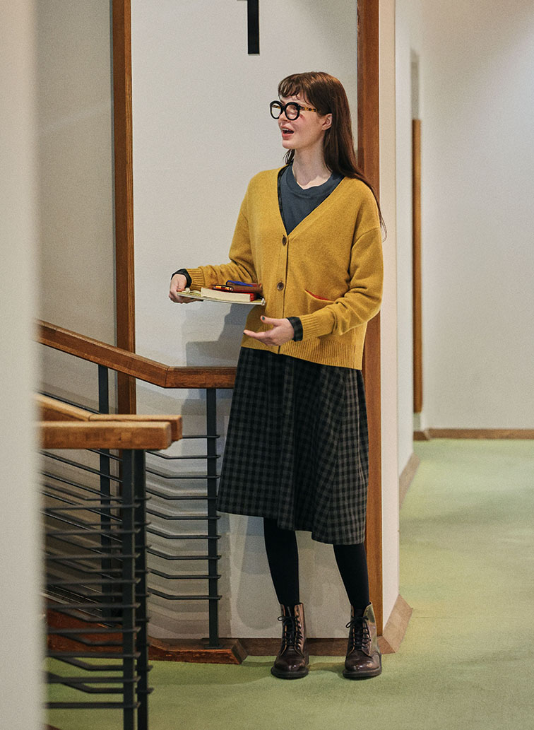 Colorful Melange 配色ポケットニットカーディガン 詳細画像 Yellow 8