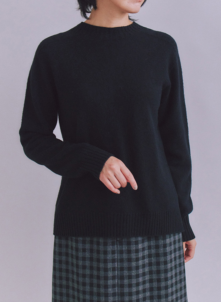 Australia Lamb サドルショルダースリットニット 詳細画像 Black 1