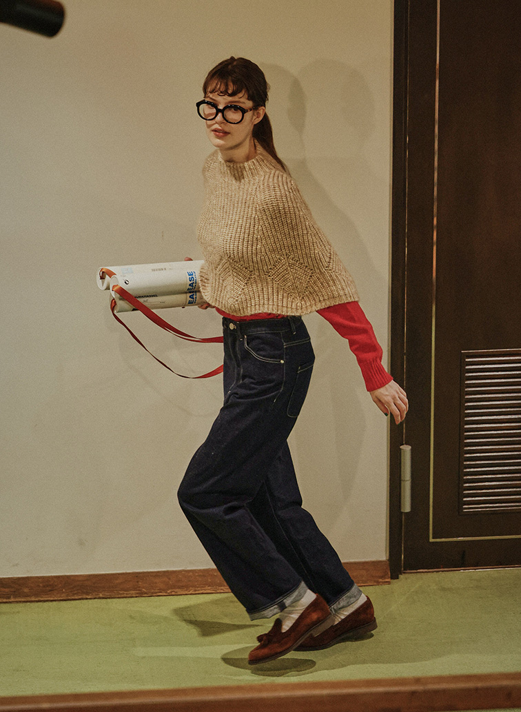 Australia Lamb サドルショルダースリットニット 詳細画像 Red 5