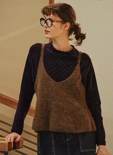 Colorful Melange 2wayペプラムキャミニット