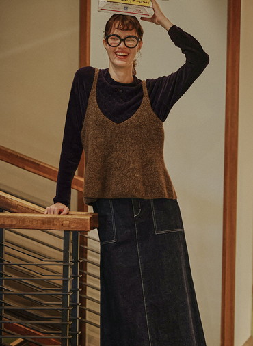 Colorful Melange 2wayペプラムキャミニット 詳細画像 Brown 8