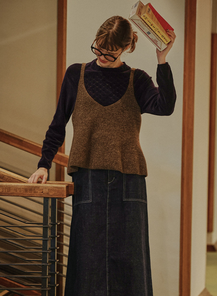 Colorful Melange 2wayペプラムキャミニット 詳細画像 Brown 7