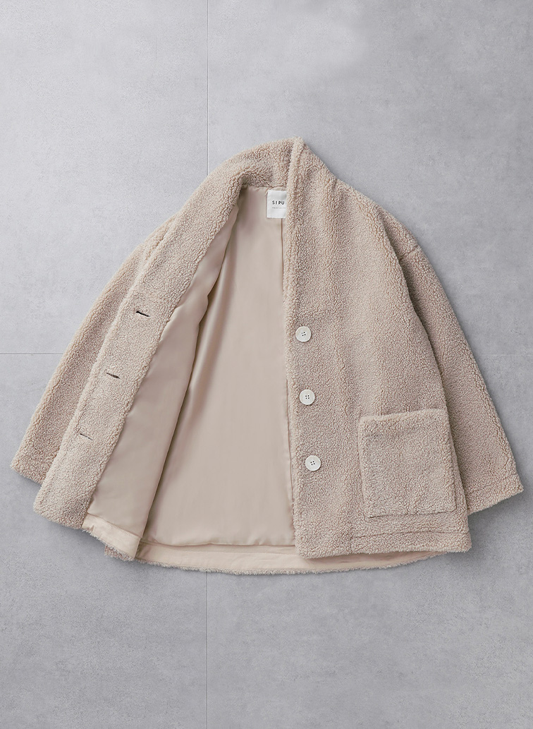 Eco Fur ショールカラーコート 詳細画像 Beige 3
