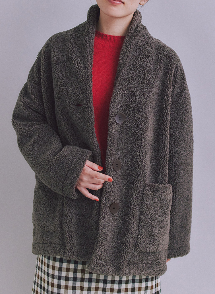 Eco Fur ショールカラーコート 詳細画像 Gray 1