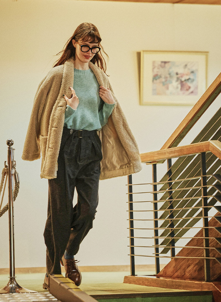 Eco Fur ショールカラーコート 詳細画像 Beige 4