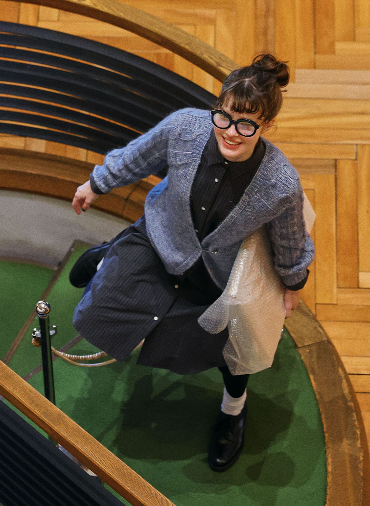 Cotton Alpaca ケーブルラグランニットカーディガン 詳細画像 Saxe Blue 6