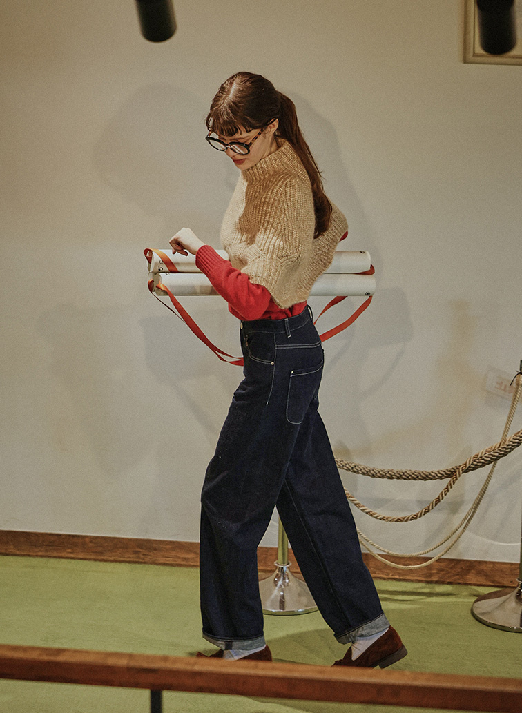 Cotton Alpaca 木の葉柄ニットケープ 詳細画像 Beige 8