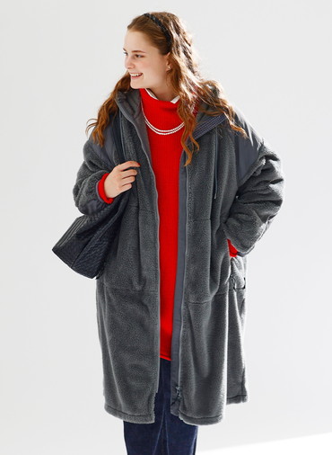LEVEL3 SHAGGY HOODED COAT 詳細画像 Gray 1