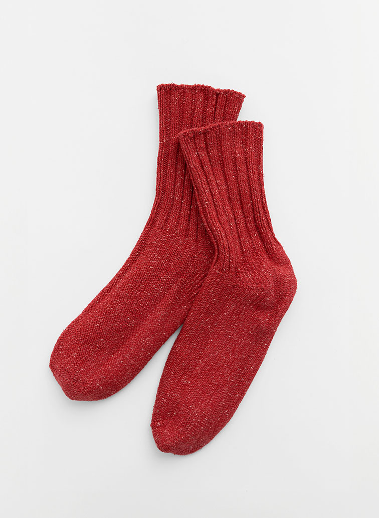 【CAPSULE COLLECTION】C/Siソックス/Cotton Silk Rib Socks 詳細画像 Red 1