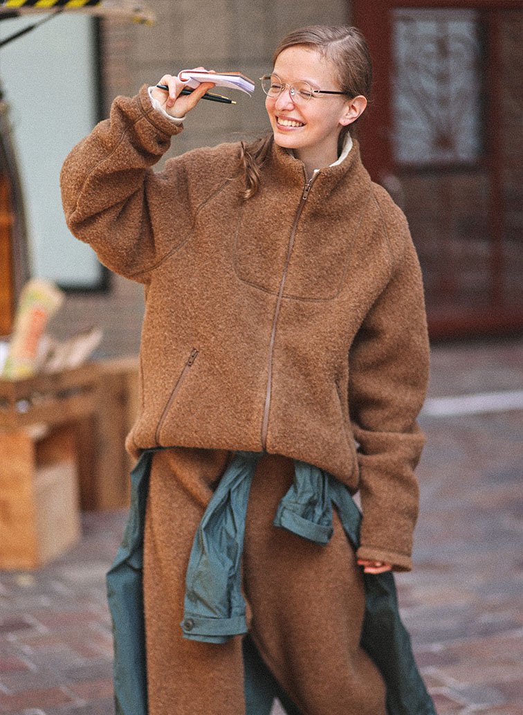 ウールフリース ジップアップジャケット 詳細画像 Brown 1