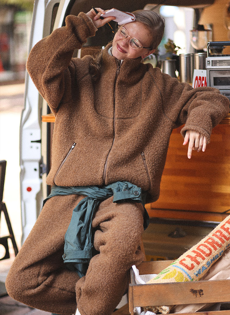 ウールフリース ジップアップジャケット 詳細画像 Brown 2