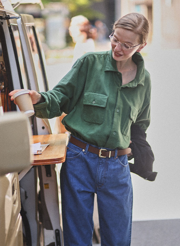 ボタンシャツ フラップポケット 詳細画像 Green 1