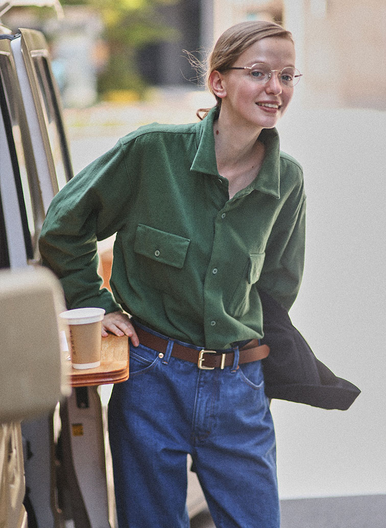 ボタンシャツ フラップポケット 詳細画像 Green 2