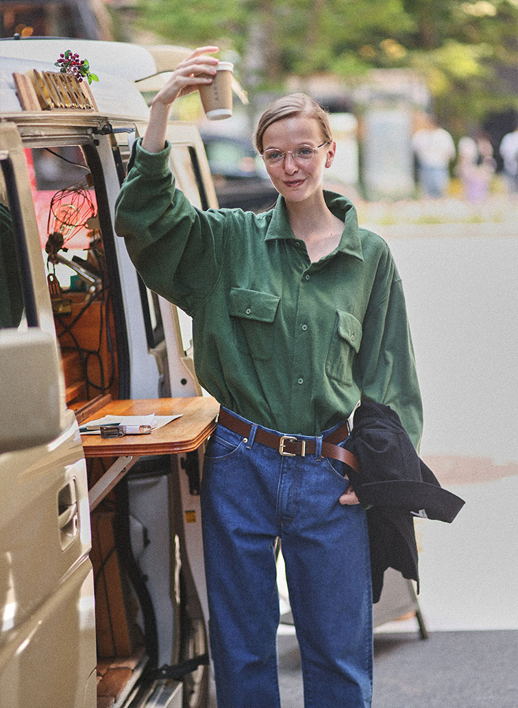 ボタンシャツ フラップポケット 詳細画像 Green 3