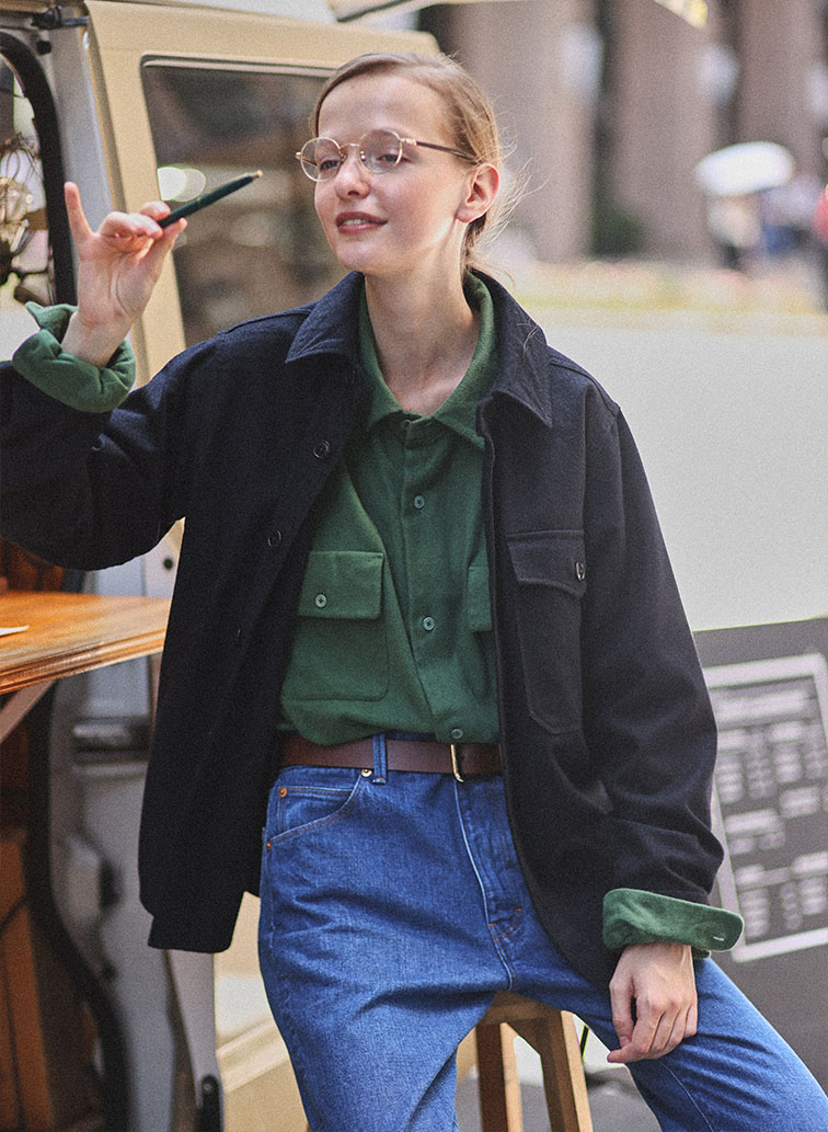 ボタンシャツ フラップポケット 詳細画像 Green 7