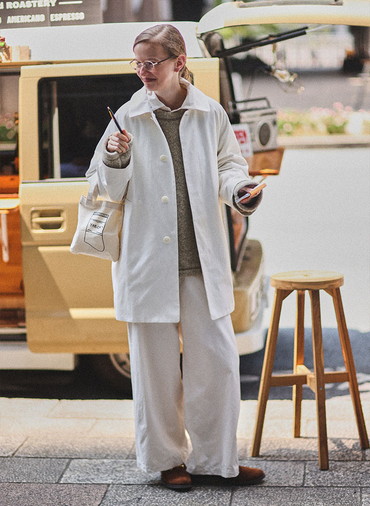 ステンカラーコート ショート 詳細画像 White 1