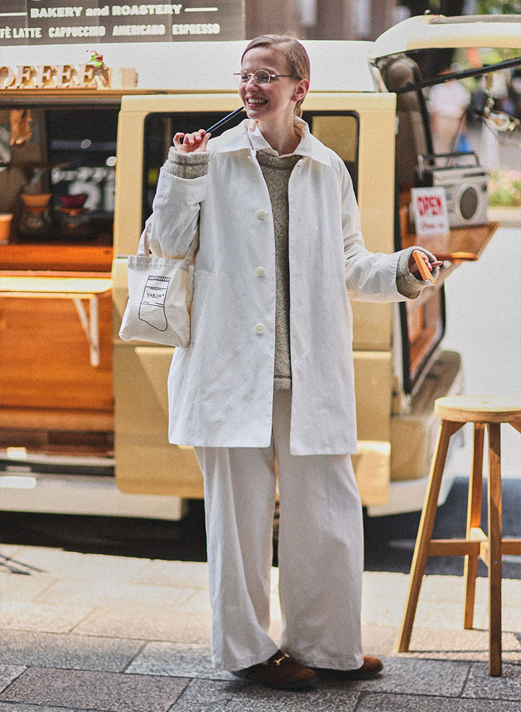 ステンカラーコート ショート 詳細画像 White 3