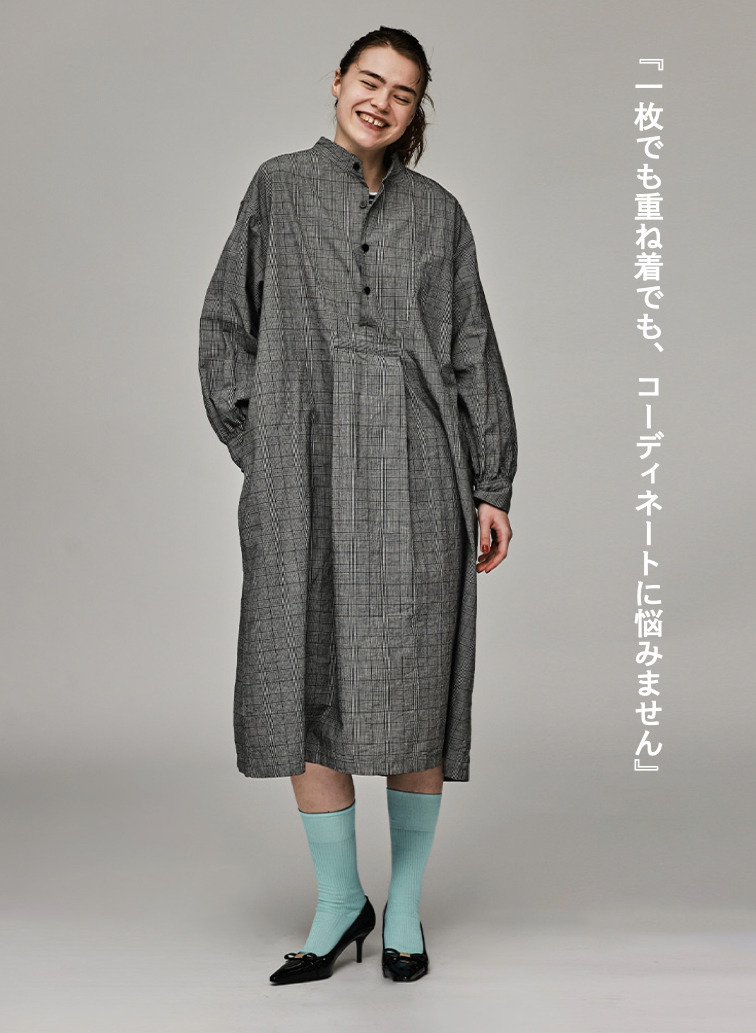 【一枚でも重ね着でも】フロントヨークワンピース【CAPSULE COLLECTION】 詳細画像 Gray 1