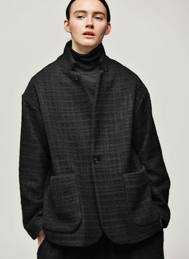 Short Coat Jacket Shadow Check 詳細画像 Black 1