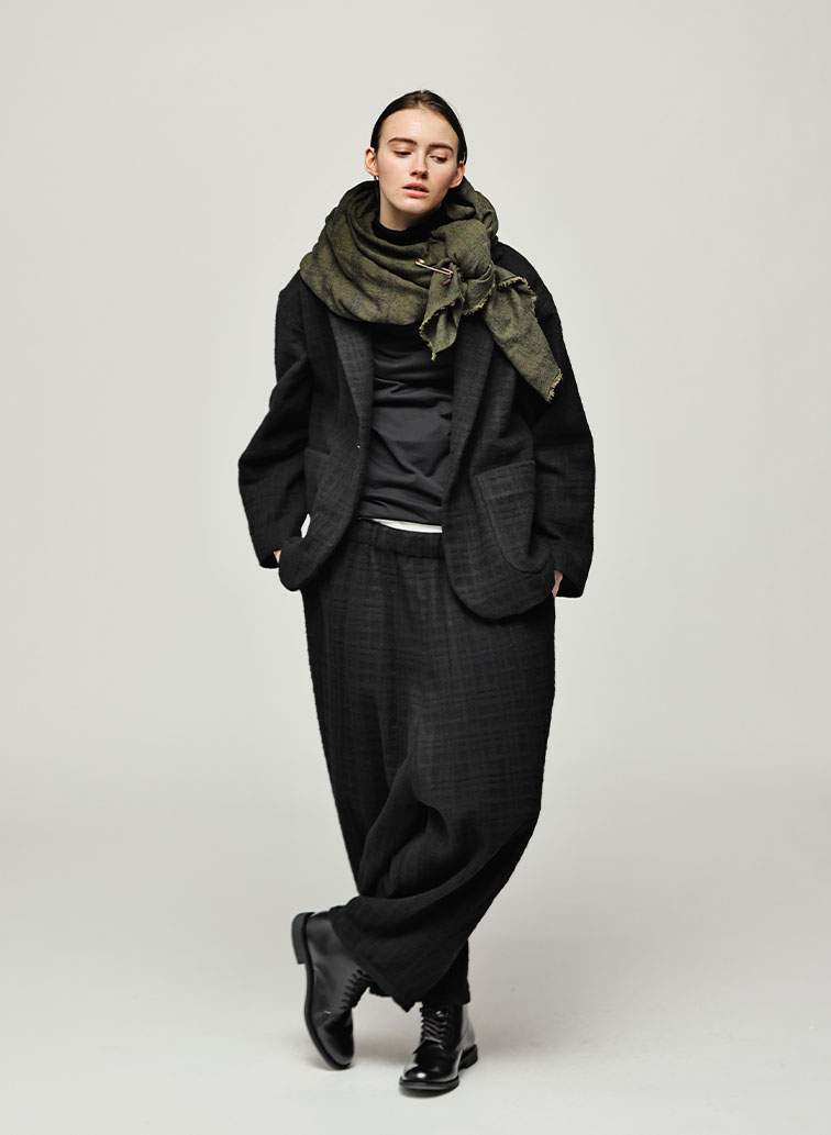 Short Coat Jacket Shadow Check 詳細画像 Black 5