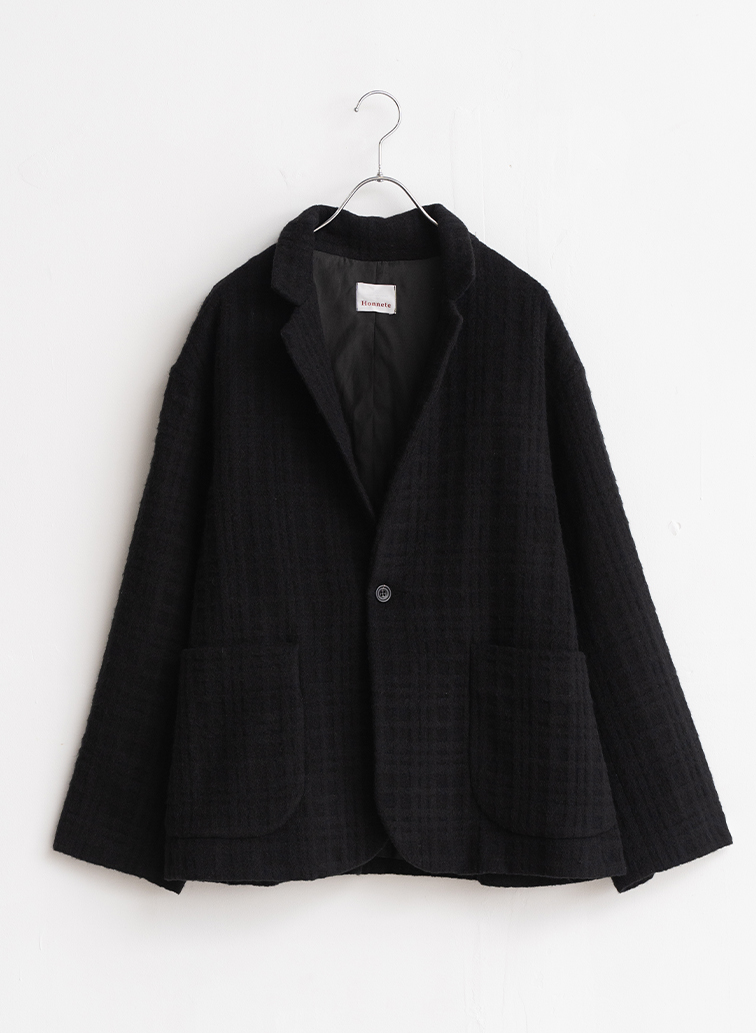 Short Coat Jacket Shadow Check 詳細画像 Black 1