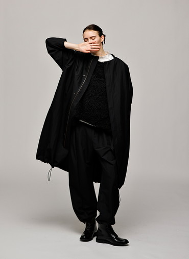 Tacked Sleeve Over Fit Coat 詳細画像 Black 2