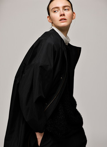 Tacked Sleeve Over Fit Coat 詳細画像 Black 7