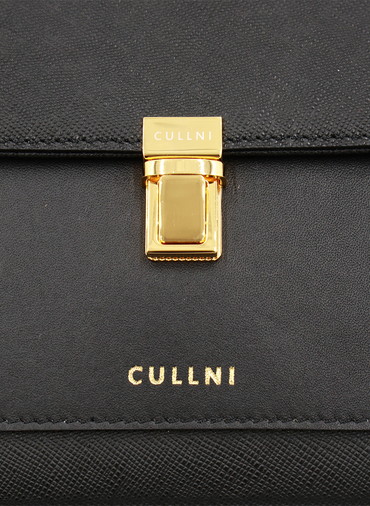 Clasp lock Leather Pocket Hand Bag 詳細画像 Black 2