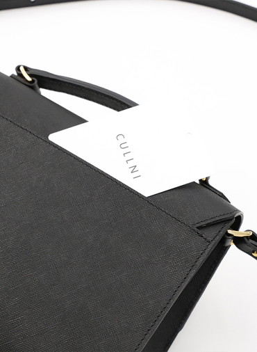 Clasp lock Leather Pocket Hand Bag 詳細画像 Black 4