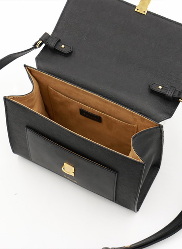 Clasp lock Leather Pocket Hand Bag 詳細画像 Black 5