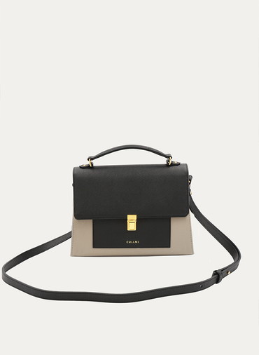 Clasp lock Leather Pocket Hand Bag 詳細画像 Grey 1