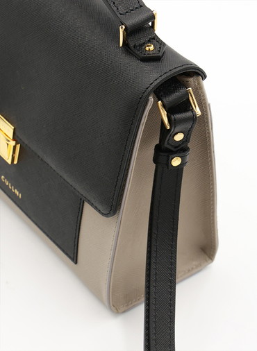 Clasp lock Leather Pocket Hand Bag 詳細画像 Grey 3