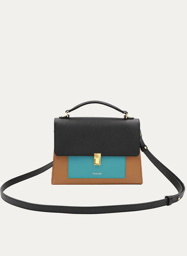 Clasp lock Leather Pocket Hand Bag 詳細画像 Brown 1