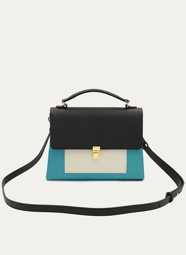 Clasp lock Leather Pocket Hand Bag 詳細画像 Blue 1