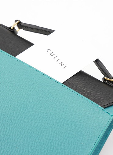 Clasp lock Leather Pocket Hand Bag 詳細画像 Blue 5