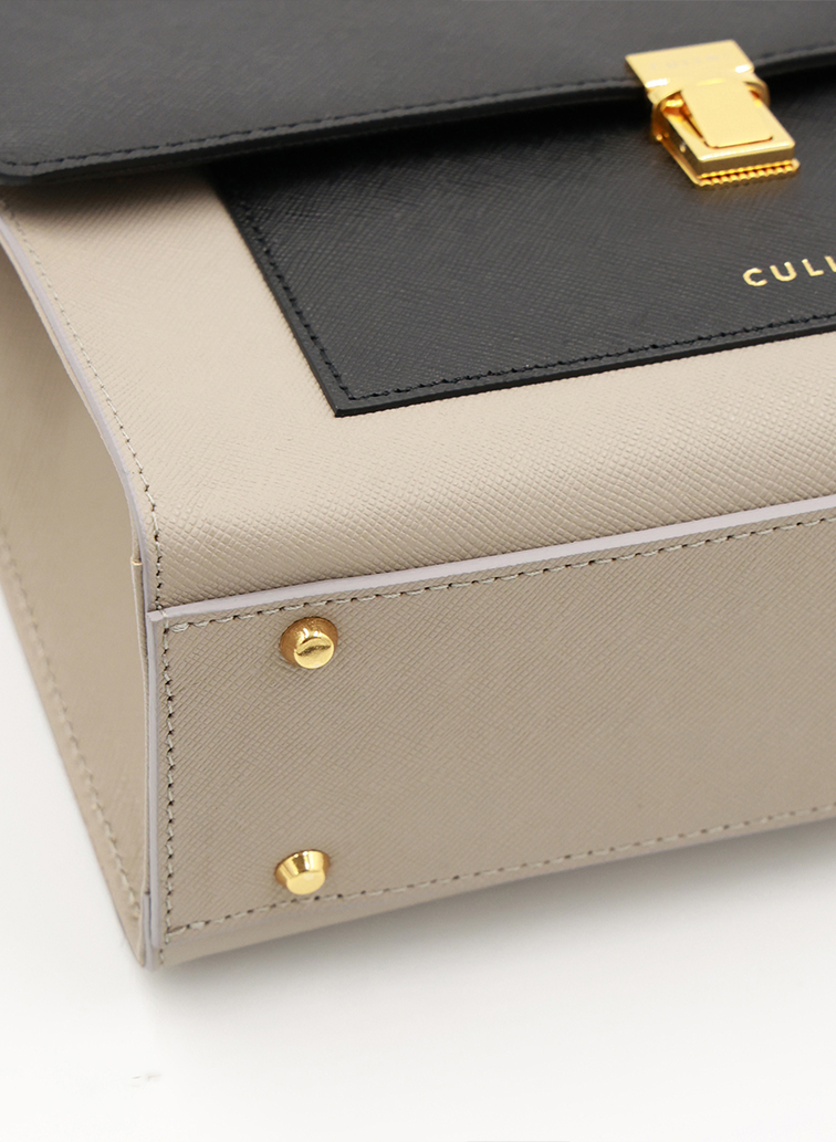 Clasp lock Leather Pocket Hand Bag 詳細画像 Grey 4