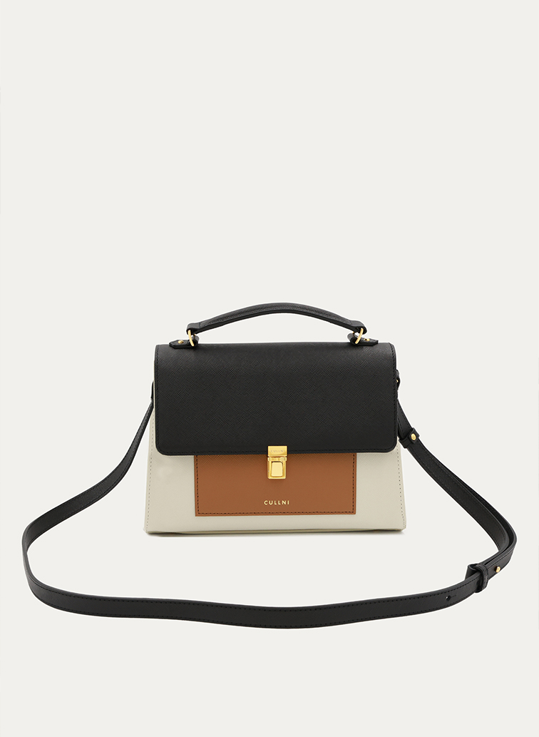 Clasp lock Leather Pocket Hand Bag 詳細画像 Ecru 1