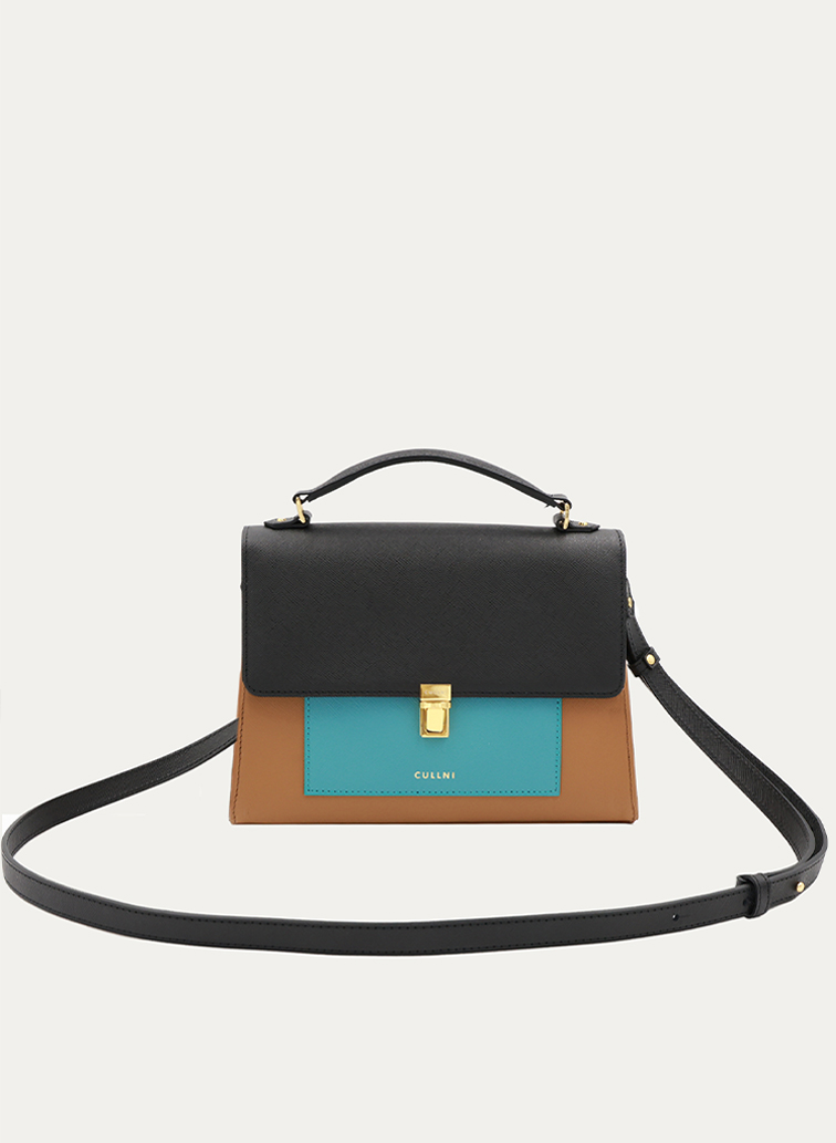 Clasp lock Leather Pocket Hand Bag 詳細画像 Brown 1