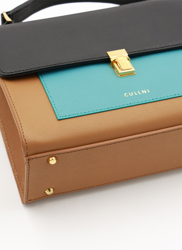 Clasp lock Leather Pocket Hand Bag 詳細画像 Brown 5