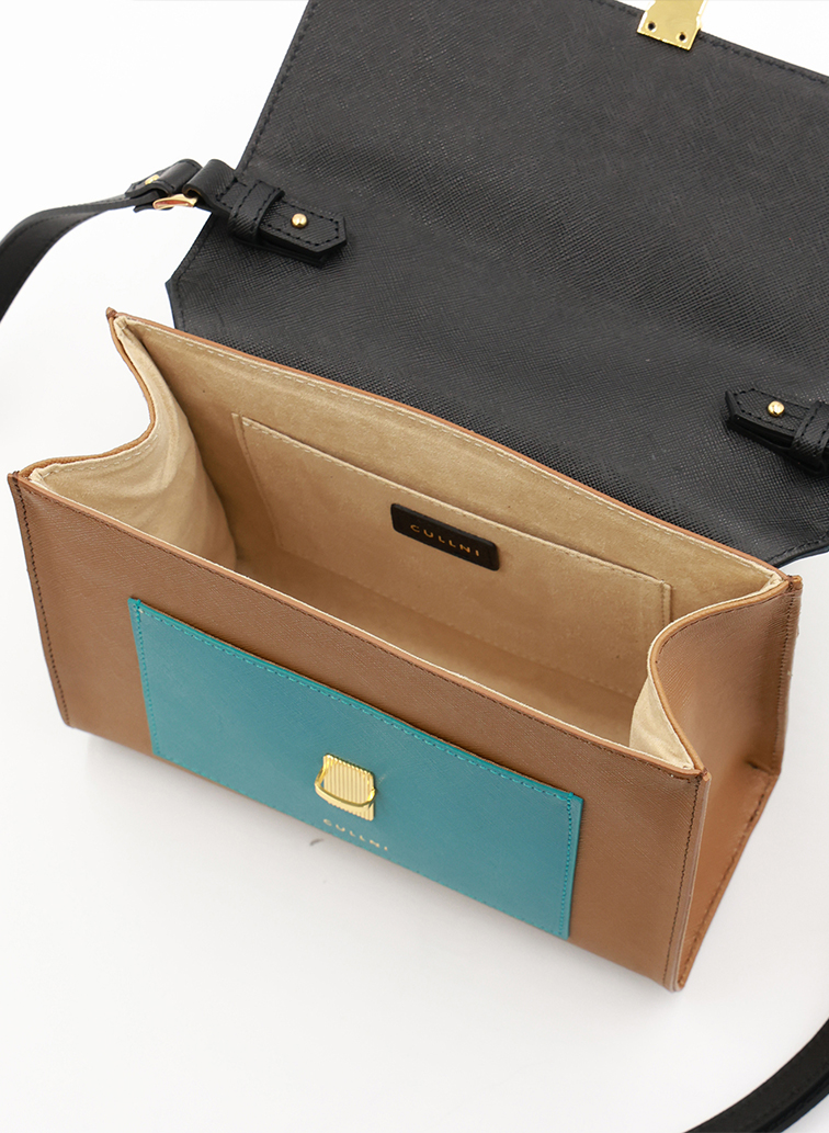 Clasp lock Leather Pocket Hand Bag 詳細画像 Brown 6