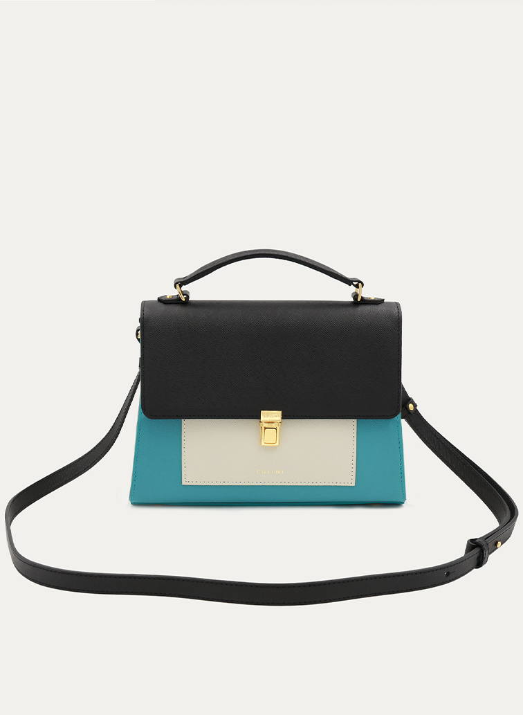 Clasp lock Leather Pocket Hand Bag 詳細画像 Blue 1