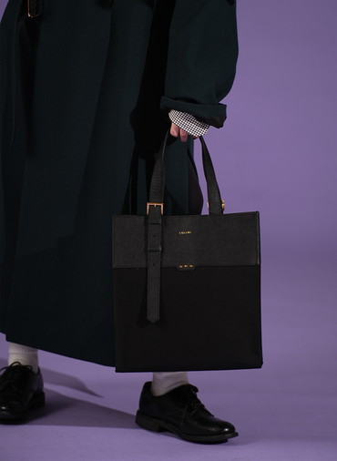 Leather Belt Handle ＆ Canvas Combination Mini Tote Bag 詳細画像 Green 6