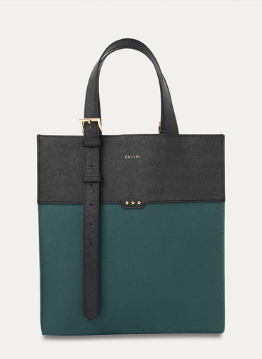 Leather Belt Handle ＆ Canvas Combination Mini Tote Bag 詳細画像 Green 1