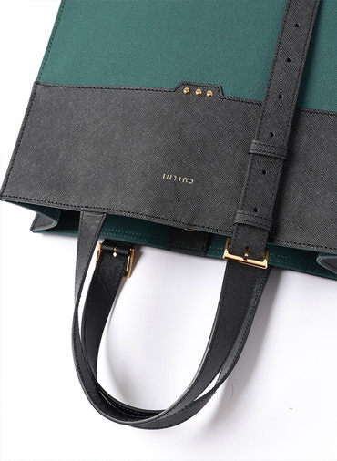 Leather Belt Handle ＆ Canvas Combination Mini Tote Bag 詳細画像 Green 3