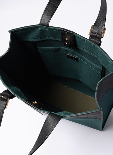 Leather Belt Handle ＆ Canvas Combination Mini Tote Bag 詳細画像 Green 4