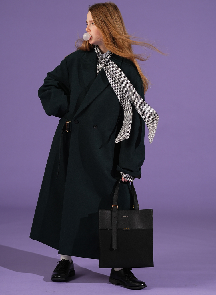 Leather Belt Handle ＆ Canvas Combination Mini Tote Bag 詳細画像 Green 5