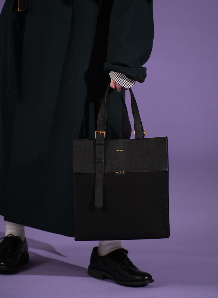 Leather Belt Handle ＆ Canvas Combination Mini Tote Bag 詳細画像 Green 6