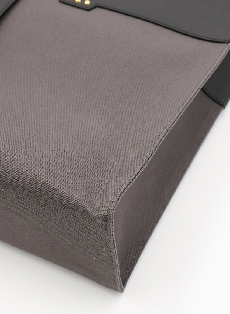 Leather Belt Handle ＆ Canvas Combination Mini Tote Bag 詳細画像 Grey 5